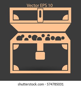 chest of gold and money vector illustration
