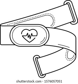 Chest heart rate sensor. Vector outline icon.