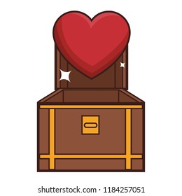 Chest with heart videogame cartoon