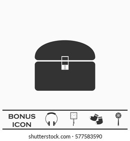 Chest icon flat. Black pictogram on white background. Vector illustration symbol and bonus button