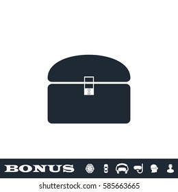 Chest icon flat. Black pictogram on white background. Vector illustration symbol and bonus button