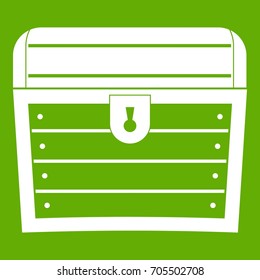 Chest icon white isolated on green background. Vector illustration