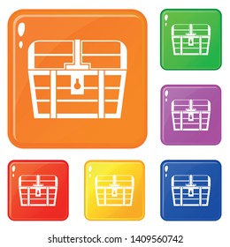 Chest icons set collection vector 6 color isolated on white background