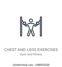 Chest and legs exercises icon. Thin linear chest and legs exercises outline icon isolated on white background from gym and fitness collection. Line vector sign, symbol for web and mobile