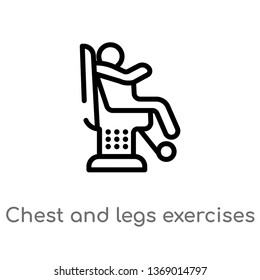 chest and legs exercises vector line icon. Simple element illustration. chest and legs exercises outline icon from gym and fitness concept. Can be used for web and mobile