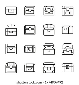 Chest line icons set. Stroke vector elements for trendy design. Simple pictograms for mobile concept and web apps. Vector line icons isolated on a white background.