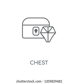 Chest linear icon. Chest concept stroke symbol design. Thin graphic elements vector illustration, outline pattern on a white background, eps 10.