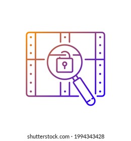 Chest with lock gradient linear vector icon. Search for pirate treasure. Open casket. Solving puzzle, clues for riddle. Thin line color symbols. Modern style pictogram. Vector isolated outline drawing
