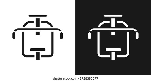 Icono de la máquina del pecho en estilo blanco y negro del glifo