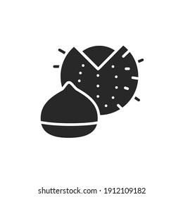 Chest nut black glyph icon. Isolated vector element. Outline pictogram for web page, mobile app, promo.