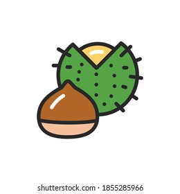 Chest nut color line icon. Isolated vector element. Outline pictogram for web page, mobile app, promo.