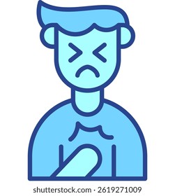 Chest Pain blue Outline icon