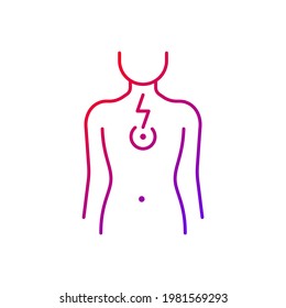 Chest pain gradient linear vector icon  Affecting lungs   heart  Poor posture consequence  Muscle tightness  Thin line color symbols  Modern style pictogram  Vector isolated outline drawing