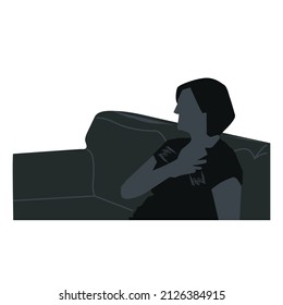 Chest pain Icon stock illustration. The icon depicts the woman having chest and heart pain