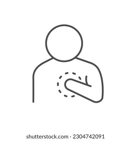 Chest pain line outline icon