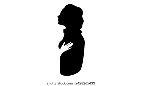 Chest pain symbol, black isolated silhouette