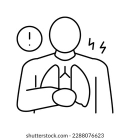 chest pain symptom mesothelioma line icon vector. chest pain symptom mesothelioma sign. isolated contour symbol black illustration