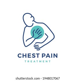 Chest Pain Treatment And Heartache Attack Logo Vector Icon Illustration