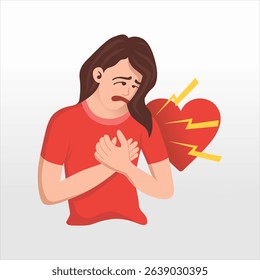 chest pain woman character vector illustration flat design