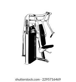 CHEST PRESS MACHINE Vector, Gym equipment, Gym equipment isolated, Gym equipment vector, Gym equipment silhouette.