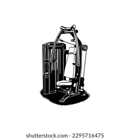 CHEST PRESS MACHINE Vector, Gym equipment, Gym equipment isolated, Gym equipment vector, Gym equipment silhouette.