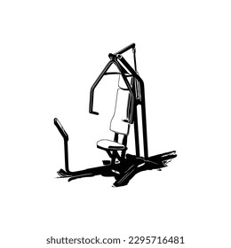 CHEST PRESS MACHINE Vector, Gym equipment, Gym equipment isolated, Gym equipment vector, Gym equipment silhouette.