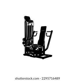 CHEST PRESS MACHINE Vector, Gym equipment, Gym equipment isolated, Gym equipment vector, Gym equipment silhouette.