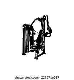 CHEST PRESS MACHINE Vector, Gym equipment, Gym equipment isolated, Gym equipment vector, Gym equipment silhouette.