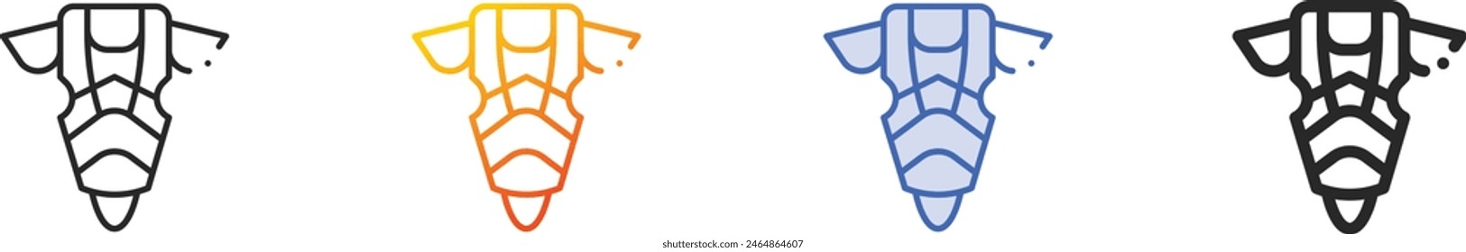 Icono de protección del pecho. Diseño lineal delgado, degradado, trazo azul y estilo audaz aislado sobre fondo blanco