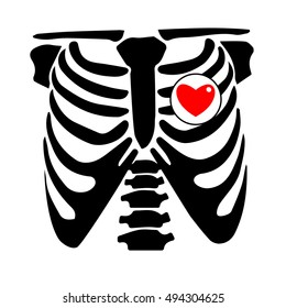 Chest, Rib, Vector, Skeleton, Heart, Bone, Illustration, Ray, Xray, Film