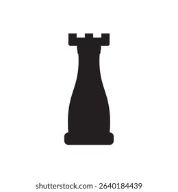  chest rook tower icon. Strategic black rook icon, great for chess, tactics, or business plans.