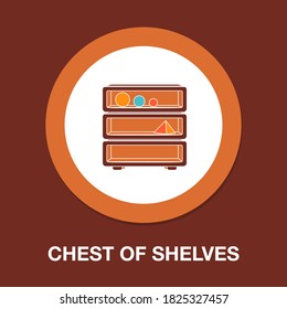 chest of shelves flat icon - simple, vector, icon for website design, mobile app, ui. Vector Illustration