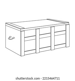 Chest simple linear icon. Rectangular wooden box. For storage, savings, things or money