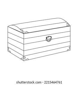 Chest simple linear icon. Rectangular wooden box with a handle. For storage, savings, things or money