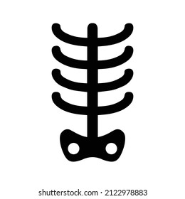 Chest, skeleton, bones icon. Black vector graphics.