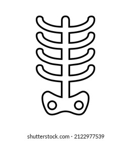 Chest, skeleton, bones outline icon. line art vector.