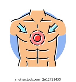 chest tightness disease symptom color icon vector. chest tightness disease symptom sign. isolated symbol illustration