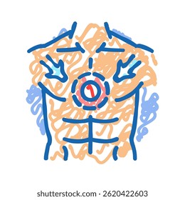 chest tightness disease symptom doodle icon sketch vector. chest tightness disease symptom sign. isolated symbol illustration