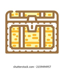 chest with treasure color icon vector. chest with treasure sign. isolated symbol illustration