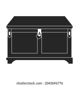 Icono del vector de pecho.Icono del vector negro aislado en el pecho de fondo blanco.