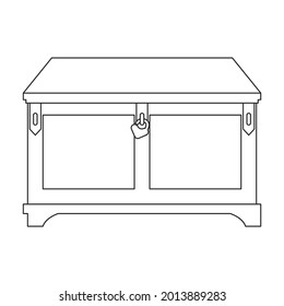 Icono de vector de pecho.Icono de vector de contorno aislado en el pecho de fondo blanco.