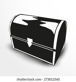 Chest. Vector illustration. Black and white view.
