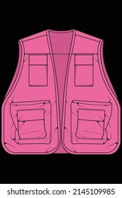 Brustkorbbeutel, Farbvektor, Brustwestentasche im Skizzenstil, Vektorgrafik.
