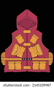 chest vest bag coloring vector, chest vest bag in a sketch style, vector Illustration.