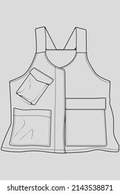 chest vest bag outline drawing vector, chest vest bag in a sketch style, trainers template outline, vector Illustration.
