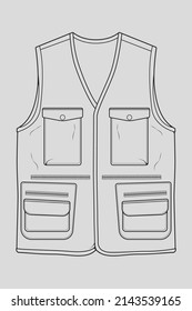 vector de dibujo del contorno de la bolsa de depósito de pecho, bolsa de depósito de pecho con un estilo de esbozo, contorno de plantilla de entrenadores, ilustración vectorial.
