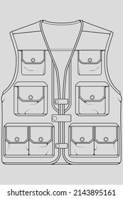chest vest bag outline drawing vector, chest vest bag in a sketch style, trainers template outline, vector Illustration.
