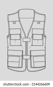 chest vest bag outline drawing vector, chest vest bag in a sketch style, trainers template outline, vector Illustration.
