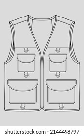 chest vest bag outline drawing vector, chest vest bag in a sketch style, trainers template outline, vector Illustration.

