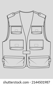 chest vest bag outline drawing vector, chest vest bag in a sketch style, trainers template outline, vector Illustration.
